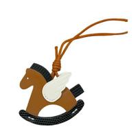 Bag Pendant Eco-Friendly Imitation Leather Rocking Horse Keychain with Rope Lanyard Wing Design Bags brown