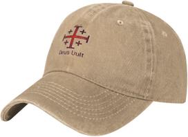 Deus Vult Kryžiuočio Kryžius Jeruzalės Riteris Tamplierius Džinsinė Beisbolo Kepuraitė Retro Reguliuojama Kepurė Unisex Can Be Adjusted beige
