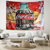 Coca-cola Artwork Design Tapestry Room Decoration Wall Hanging for Living Room Bedroom, dormitory, Birthday and Christmas gifts 100cmx150cm yellow