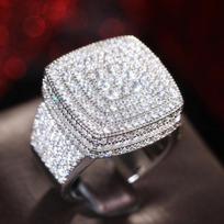CAOSHI Chic Square Finger Rings with Sparkling Cubic Zirconia Versatile Design CopperColor Jewelry for Women Party Accessories 7 white