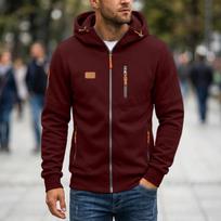 Men's Zip-Up Hoodie with Multiple Pockets, Casual Long Sleeve Sweatshirt M black