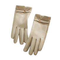 Thicken Women Leather Glov Full Finger Winter Driving Gloves Simple  Gloves  Snowboard smėlis