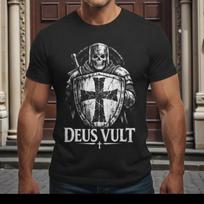 Deus Vult Skeleton Crusader Shield Cross T Shirt | Christian Knight 5XL black