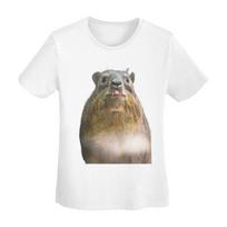Rock Hyrax Awawa On Phone Groundhog Dassi TShirt Women Short Sleeve T Shirts Round Neck Clothes Cotton Summer Tees Streetwear 4XL white