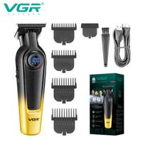 VGR Hair Clipper Professional Trimmer Oil Head Clipper Carved Rechargeable Clipper LED Intelligent digital display Haircut Clipper for Men V-996 geltona