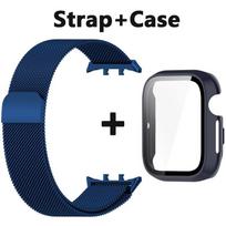 Metalinė apyrankė + PC apsauginis dėklas „Honor Watch 5“ išmaniajam laikrodžiui Milanietiška magnetinė nerūdijančio plieno laikrodžio apyrankė „Honor Watch5“ Honor Watch 5 blue