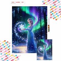 Disney Diamond Paint Art Kit Elsa Frozen Snowflake Magic Mosaic Painting Diamond Art Home Room Decor Gift Round 30x40cm