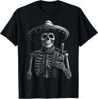 Vintage Skeleton Tequila Mexico Dia De Los Muertos Mexican T-Shirt 4XL black