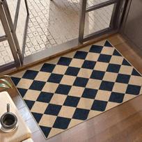 One Anti-Slip Front Door Mat, Printed with Grid Pattern Theme, Suitable for Front Door Entrances, Vintage Countryside Style 43X75CM