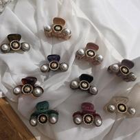 Pearl mini hair clip half-tied feminine translucent Old Lavender gray
