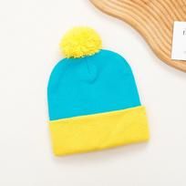 Fashion Color Matching Knitted Hat Elasticity Warm Beanies Cap Casual Windproof Pullover Cap Unisex blue