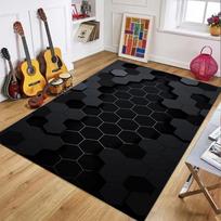 Hexagon Honeycomb Pattern Carpet Mat Rug Living Room Home Decoration Geometric 3D Floor Mat Gold Line Design Non Slip 80x120cm