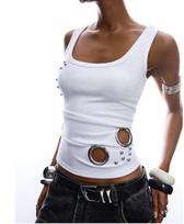 Summer new European and American cross-border niche design Y2K fashion corns slim fit sexy spicy girl solid color vest wholesale L