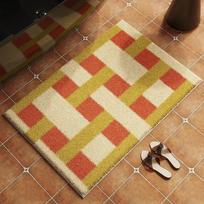 VIKAMA Retro Geometric Doormat, Soft Non-Slip , Washable Stain-Resistant Rug for Entryway Bathroom Porch Home Decoration 43X75CM beige