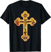 NEW LIMITED Greek Orthodox Jesus Christ Cross Unisex T-Shirt S brown