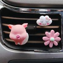Cute Pig Scent Aromas Diffuser Car Air Freshener Aromatherapy Clip Air Outlet Perfume Clip 03 white