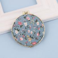 Foldable Pocket Cosmetic Mirror Portable Compact Pocket Hand Mirror  Women Round-Blue