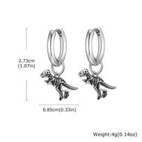 Vnox Punk Rock Earrings for Men Hypoallergenic Stainless Steel Sliver Color Earrings Personalized Dinosaur Drop Earrings Gifts gray