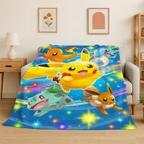 Mielas Pokemonas Pikachu Animacinis Flanelinis Antklodė Minkštas Šiltas Mesti Antklodė Miegamajam Svetainei Lovai Kelionei Stovyklavimui Iškylai Vaikui 75x100cm yellow