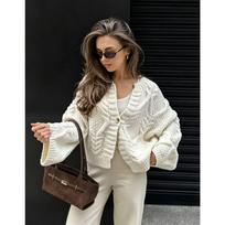 European-American Cross-border New Long-sleeve Knit Cardigan Top, Round Neck, Solid Color, Loose Fit, Women's Sweater for Autumn-Winter. S gray