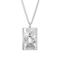 Dawapara Vintage Tarot Card Necklace The Major Arcana Pagan Astrology Talisman Pendants Necklace Stainless Steel Jewelry Rosegold white