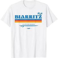 Surfboard T-shirt from Biarritz Basque Country France Loose-fitting casual streetwear shirt made of pure cotton mens t shirts 110 gray