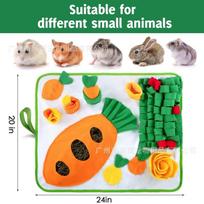 Rabbit Foraging Mat With Carrot Toy Natural Wool Scented Snuffle Pad Non-Slip Washable Pet Enrichment Activity 50x60 cm