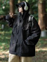 Unisex Trendy Multi-Pocket Windbreaker for Spring & Autumn Medium black