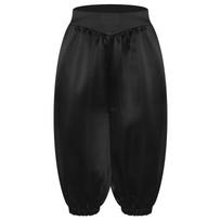 Unisex vaikiškos viduramžių kapri kelnės, vienspalvės, aukštu juosmeniu, su elastine juosmenine juosta, Helovino karnavalo vakarėlio kelnės 7-8 Years black