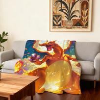 Cartoon C-Charizard BKM Game Blanket Super Warm Comfortable Plush Throw Blanket Child Home Sofa Bedroom Gift 30x40in beige