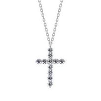 14K Lab Diamond Pendant Necklace Lab Diamond Cross 14K Rose Gold beige