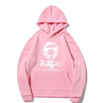 Europe Style A1APE Fleece-Lined Hooded Sweatshirt: Thank You Print Large white
