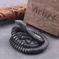 Vikingų gyvatės vintažinis punk karoliai vyrams, nerūdijančio plieno, nenusidėvintys madingi papuošalai, hippop gatvės kultūra 70cm gray