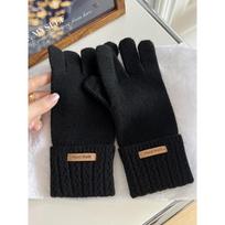 Five finger Gloves for Women In Autumn and Winter Warmth Fingers Can Touch Screen and Open Holes To Protect Hands From Cold one size black