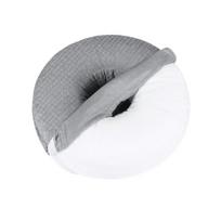 Round Ear Hole Pillow with Polyester Cover and Fiber Fill, Central Opening, Medium Support for Either-Ear Positioning and Rest