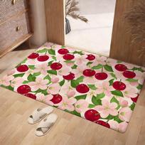 Cherry Floor Mat Soft Flannel Rug Non-Slip Absorbent Mat For Bathroom Bedroom Home Decor 40X60CM white
