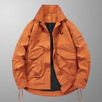Men's Multi-Pocket Casual Lapel Jacket for Spring and Autumn - Style 61005 M oranžinė