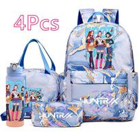 4 vnt./rinkinys K-Pop spausdintas kuprinė Rankinė Pieštukinė su 750 ml vandens buteliuku Paaugliui Berniukui Mergaitei Mokyklinė Kuprinė Studentui Didelės Talpos Kuprinė Mochila