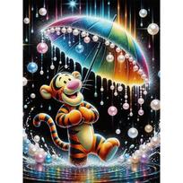 Disney Jumping Tiger 5D DIY Pearl Embroidery Cross-Stitch Handmade Art Gift Handicraft Home Decoration Item 35x45cm gray