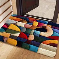 Colorful Abstract Cubist Art Entrance Mat Made From Soft Quick-Drying Polyester This Floor Mat Is Kitchen and Hallway Decoration 43X120CM