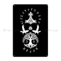 Odinas Varnas Vikingų Valknutas Odino Varnas Valknutas Wodanas Vikingų Šiaurės Metalas Sukurti Sienų Tapybos Dizainą Plokštės Baras Urvas Skardinis Ženklas Plakatas 20x30cm（7.8x11.8inch）