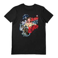 Steven Rhodes T-Shirt -Aliens Gave My Cat A Beard Official Black M gray