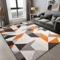 Oranžinis geometrinis kilimas Modernus prabangus svetainės kilimas Neslystantis lengvai valomas Didelio dydžio grindų kilimėlis namų miegamojo dekoravimui 60x90cm