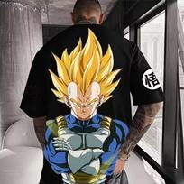 New Dragon Ball Vegeta Anime Printed Short Sleeve T shirt Men's and Women's T shirt Men's Top Sports T shirt Harajuku Y2K Tee XL white