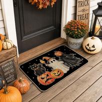 Halloween Welcome Door Mat, Spooky Seasonal Entrance Area Rug, Non-Slip Indoor Outdoor Rug, Non-Woven Floor Carpet For Bedroom, Front Door, Front Porc 40X60CM brown