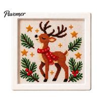 Christmas Stocking Embroidery DIY Needlepoint Kit, Holiday Cross Stitch Santa Snowman Elk Patterns, Craft Gift for Women Beginners Needlework D