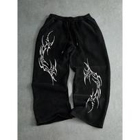 Street Style Gothic Printed Elastic Straight Leg Pants Loose Winter Pants, Casual Street Wear for Autumn and Winter XXL black