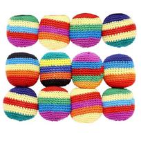 6/12/24Pcs Colorful Soft Juggling Balls Stress Relief Funny Footbag Sacks Sphere Relaxed Knitted Sandbag Group Playing blue