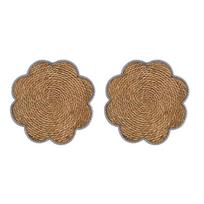 Natural Fiber Table Mats, 2-Piece Flower-Form Set for Dining Arrangements, Accent Displays, and Wall Decoration