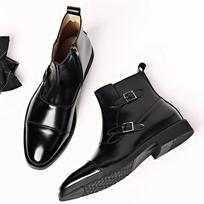 Madingi vyriški trumpi batai, dvigubo sagties vyriški ankle boots, šoninis užtrauktukas, juodi, rudi, verslo, PU oda, dydis 38-46, vyriški batai 45 black